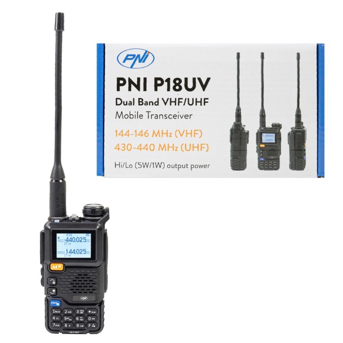 Resigilat : Statie radio portabila VHF/UHF PNI P18UV, dualband, 144-146MHz si 430-