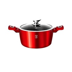 Oală cu capac 20 cm, 2.2 L Berlinger Haus BH 1256N, Burgundy Metallic Line, ideală pentru gătit zilnic, curatare usoara