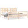 Cadru pat cu tablie 200x200 cm, lemn masiv de pin
