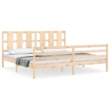 Cumpara ieftin Cadru pat cu tablie 200x200 cm, lemn masiv de pin