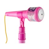 Microfon karaoke de jucarie, cu fir, reglabil in inaltime, dotat cu amplificator de voce si lumini, in culoarea roz, Oem