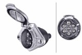 Priza remorca 7 pini 24V 20A DIN ISO 1185 N-Type, metal aluminiu cu capac, DAF Iveco MAN Mercedes camion, OE DAF 1301750 Iveco 5802117593 Mercedes
