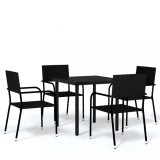 Set de mobilier pentru gradina, 5 piese, negru