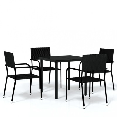 Set de mobilier pentru gradina, 5 piese, negru foto