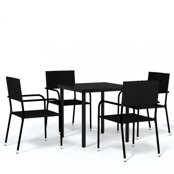 Set de mobilier pentru gradina, 5 piese, negru