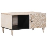 vidaXL Masă de cafea Alb 80 x 50 x 40 cm Lemn de mango solid 4018372