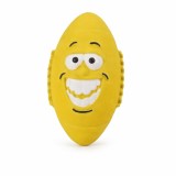 Jucărie Minge Rugby pentru C&acirc;ini, Latex Texturat cu Sunet, Galben