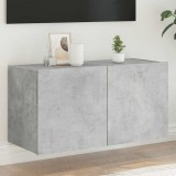 vidaXL Comodă TV de perete cu lumini LED, gri beton, 80x35x41 cm 837319