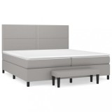Cumpara ieftin Pat box spring cu saltea, gri deschis, 200x200 cm, textil