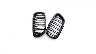 Set 2 grile duble, negru lucios, M Design pentru BMW E46 Coupe Facelift foto