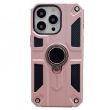 Husa protectie Flippy compatibila cu Apple iPhone 13 Defender Model 5 cu suport prindere inel,Roz Auriu