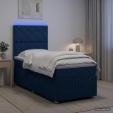 Cumpara ieftin Pat cu arcuri LED si saltea albastru 90 x 190 cm Tesatura