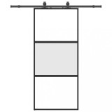 Cumpara ieftin Usa glisanta cu set feronerie neagra 90x205cm sticla securizata