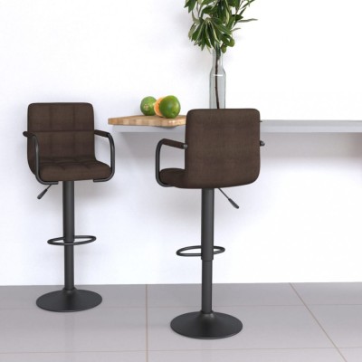 Scaune de bar, 2 buc., maro, material textil foto