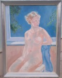 Tablou vechi - nud la fereastra - semnat G. Catargi