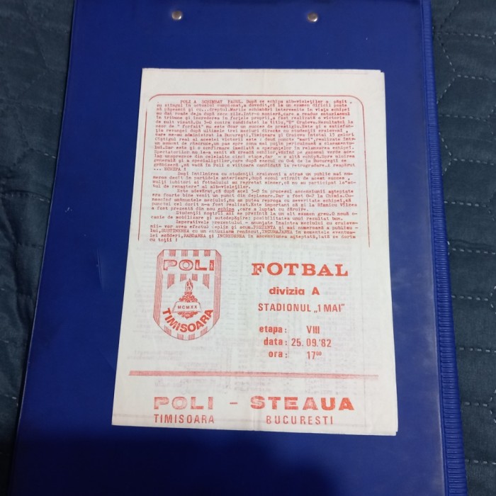 Program Poli Timisoara - Steaua