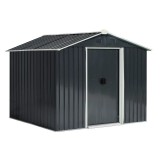 Casuta/magazie/sopron de gradina pentru depozitare unelte, otel si PP, negru, 236x174x190 cm