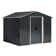 Casuta/magazie/sopron de gradina pentru depozitare unelte, otel si PP, negru, 236x174x190 cm