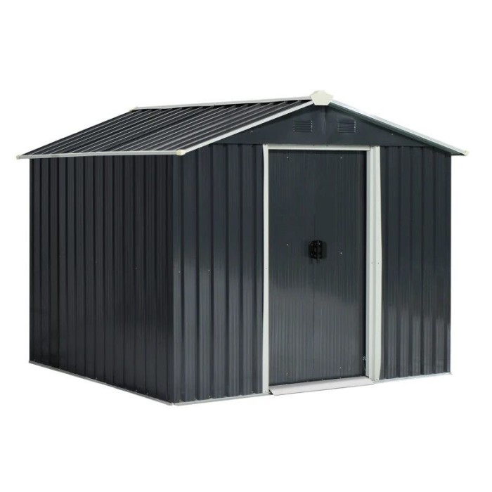 Casuta/magazie/sopron de gradina pentru depozitare unelte, otel si PP, negru, 236x174x190 cm