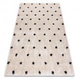Covor FLUFFY 2370 shaggy puncte - kr&eacute;m / antracit, 140x190 cm, Dreptunghi, Poliester