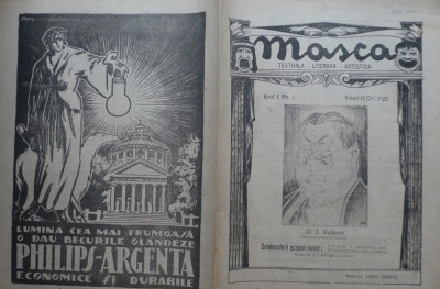 Revista Masca, teatrala - literara - artistica, an 1, nr. 1, 1923, A. de Herz foto