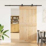 vidaXL Ușă glisantă NARVIK Natural și Negru 100 x 210 cm (213,5 cm) 3445274