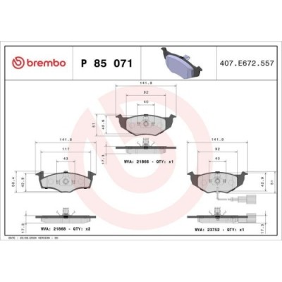 Placute frana Skoda Fabia I (6y2) 08.99-03.08 , Fabia 2 (542) 12.06-12.14 , Roomster Praktik (5j) 03.07-05.15; Vw Polo (9n 9a) 10.01-10.14, Fata, BRE foto