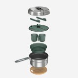 Set de gătit 500 camping din inox + antiaderent - 2 persoane - 15 elemente
