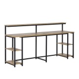Birou dublu Stil Industrial HOMCOM, MDF/Metal, 200x53x100 cm, Negru/Maro | Aosom Romania