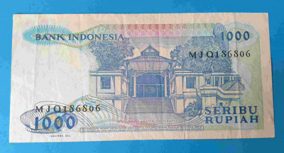 Bancnota veche Indonezia 1000 Rupiah 1987 foto