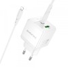 Incarcator Retea Cu Cablu Lightning Borofone BN19 Intenso, 20W, 3A, 1 x USB-A - 1 x USB-C, Alb, Apple