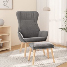 vidaXL Scaun de relaxare cu taburet, gri deschis, textil foto