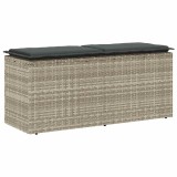 VidaXL Bancă de grădină cu pernă Gri deschis 110x40x44 cm Poly Ratan