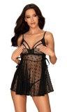 Set Babydoll si Bikini Obsessive Heartia - Negru