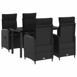 vidaXL Set masă de canapea cu pernă cu pernă 5 pcs Negru 3422478
