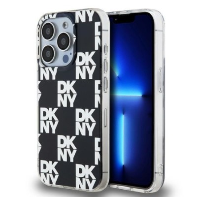 Husa iPhone 15 Pro - DKNY IML Checkered Mono Pattern (DKHCP15LHDLCEK) - Black foto