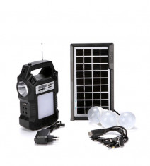 Kit Panou solar fotovoltaic 4 becuri BLUETOOTH radio mp3 incarcare telefoane foto