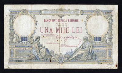 ROMANIA 1000 LEI - 1933 . Piesa foarte rara de colectie foto