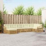 vidaXL Set de canapele de exterior cu pernă 7 pcs Alb și crem 3390860