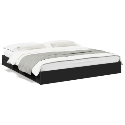 vidaXL Cadru de pat cu sertare, negru, 180x200 cm, lemn prelucrat foto