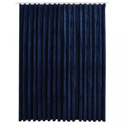 Draperie opaca, albastru inchis, 290x245cm, catifea, cu carlige foto