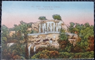 Carte Postala, Nice, Cascade du Chateau, perioada interbelic foto