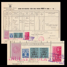 1940 Romania, Extras fiscal local timbre Taxa comunala Cluj pereche 10L albastru foto