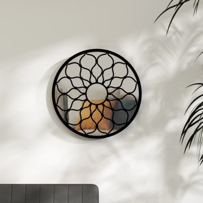 vidaXL Oglindă rotundă,negru,60x3 cm,fier,pentru utilizare &amp;icirc;n interior 3093538 foto