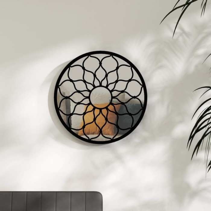 vidaXL Oglindă rotundă,negru,60x3 cm,fier,pentru utilizare &icirc;n interior 3093538