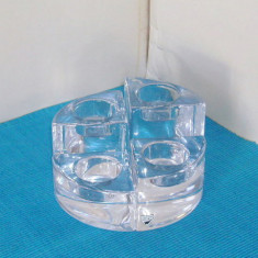 Suporturi cristal lumanare, pastila – Quartet – design Helene Krantz, Orrefors