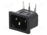 Conector alimentare AC BULGIN soclu tată 10A 250VAC IEC 60320 THT