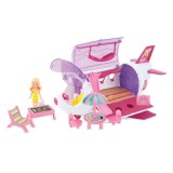 Set papusa mini cu avion si accesorii, 16 piese, 44x22x21 cm, 3 ani +, Oem