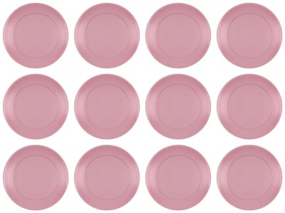 Set de 12 farfurii din plastic roz pudrat, diametru 23 cm foto
