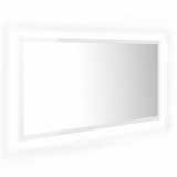 Oglindă de baie cu LED, alb extralucios, 90x8,5x37 cm, vidaXL